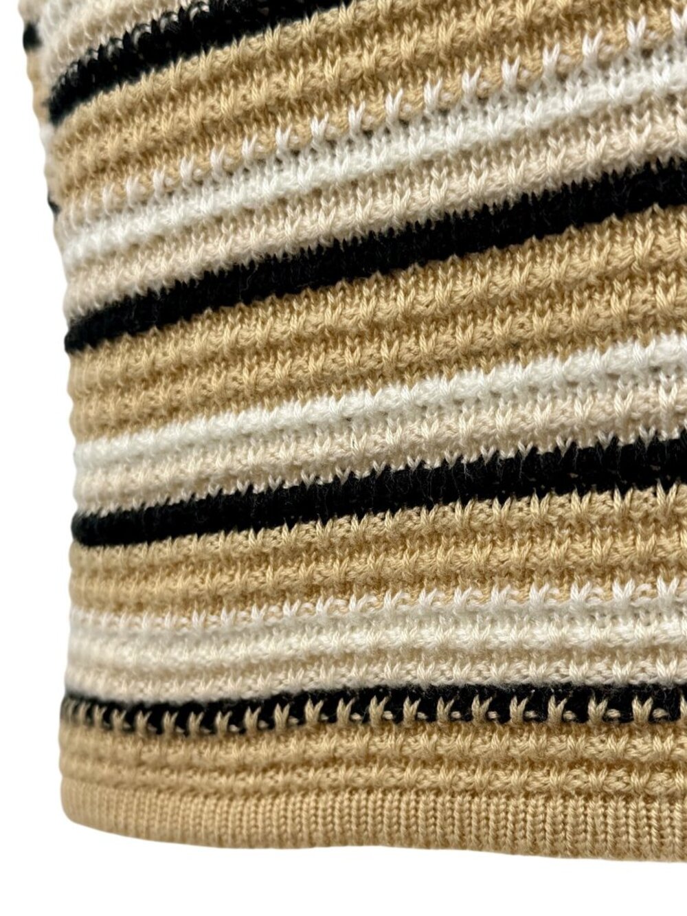 Madden NYC Crochet Knit Neutral Striped Mini Dress M| Coastal Cowgirl Boho Indie - Picture 4 of 16